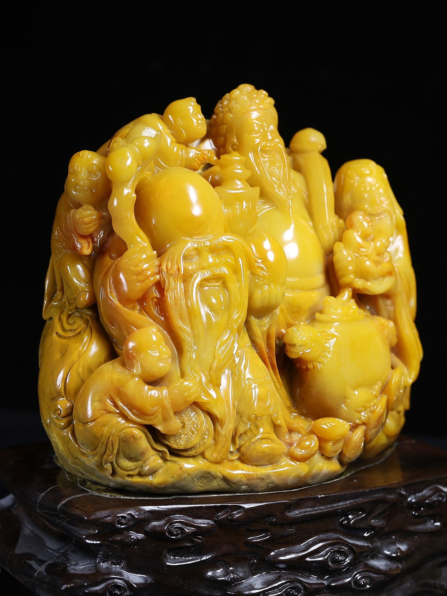 Chinese Tianhuang Stone Hand Carved Taoism Deity Fukurokuju Statue - 2