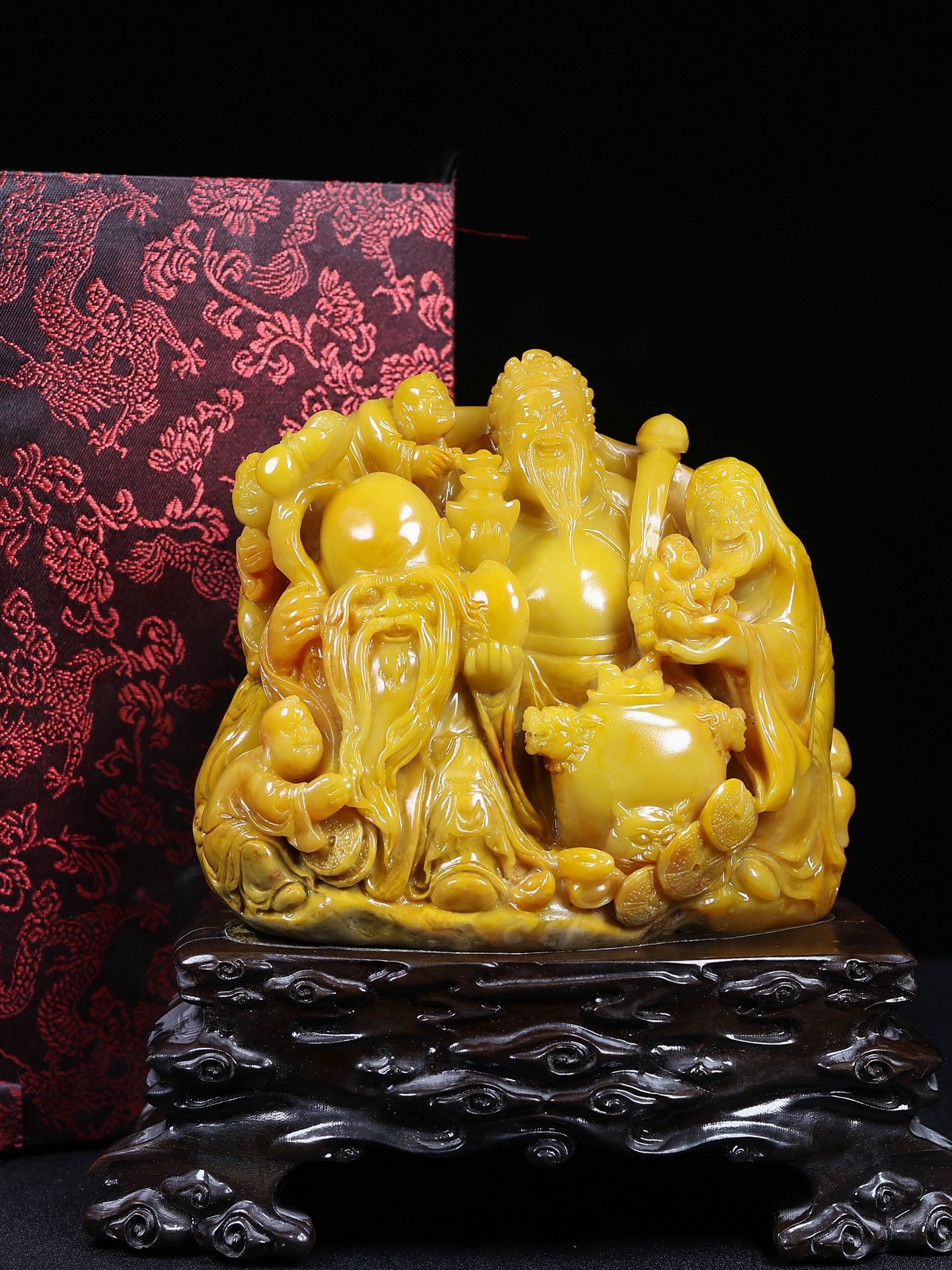 Chinese Tianhuang Stone Hand Carved Taoism Deity Fukurokuju Statue - 4