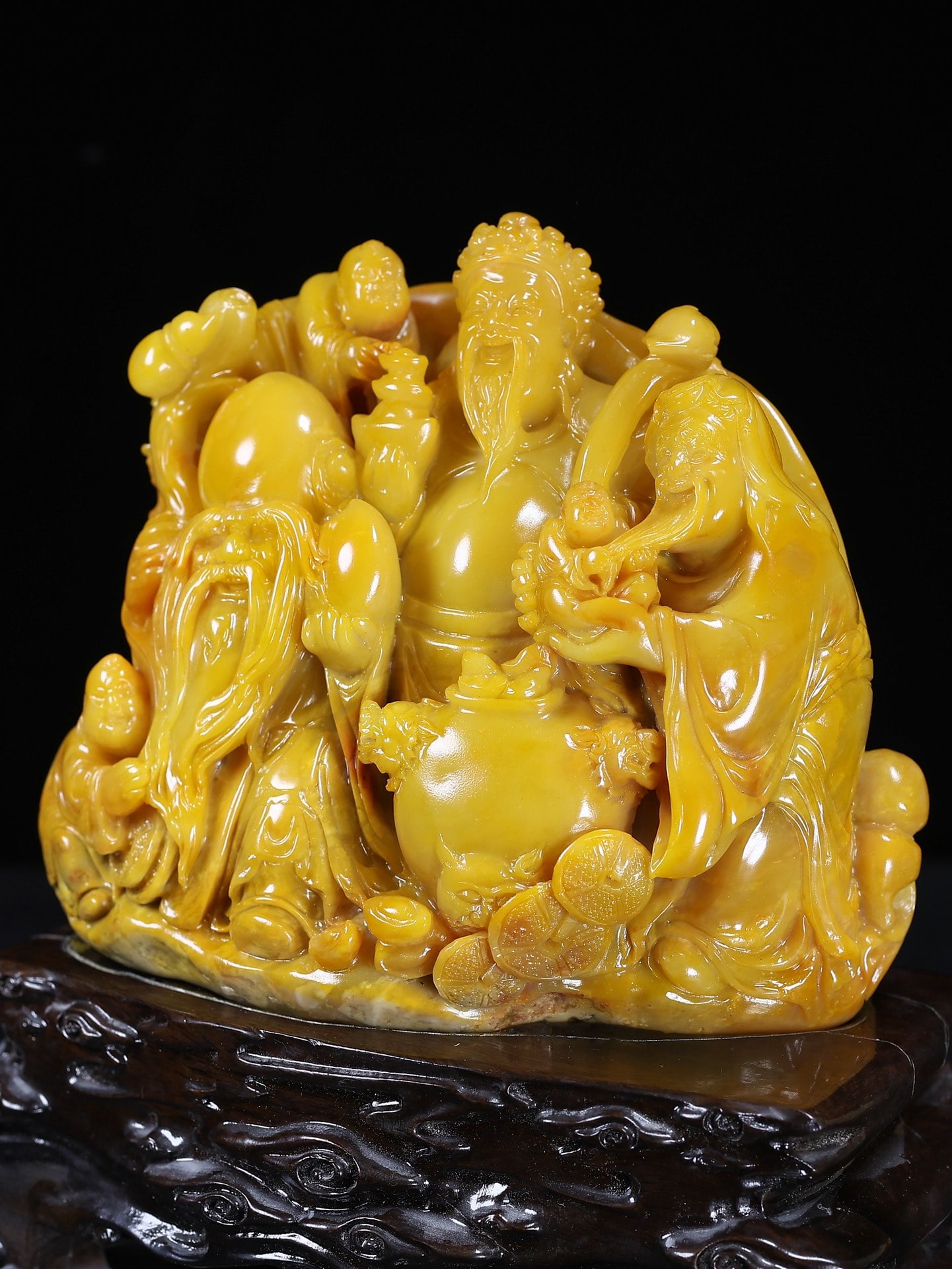 Chinese Tianhuang Stone Hand Carved Taoism Deity Fukurokuju Statue - 5