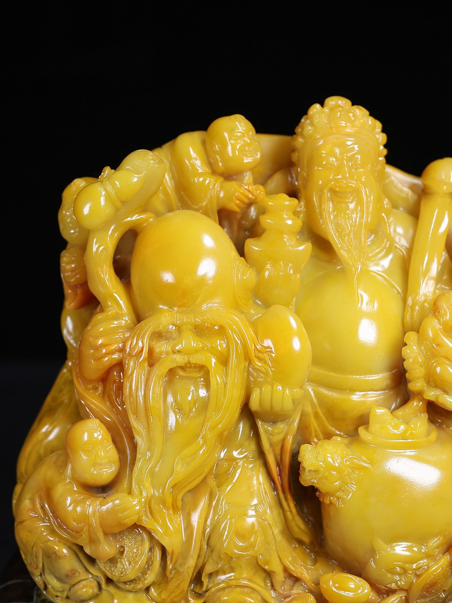 Chinese Tianhuang Stone Hand Carved Taoism Deity Fukurokuju Statue - 6