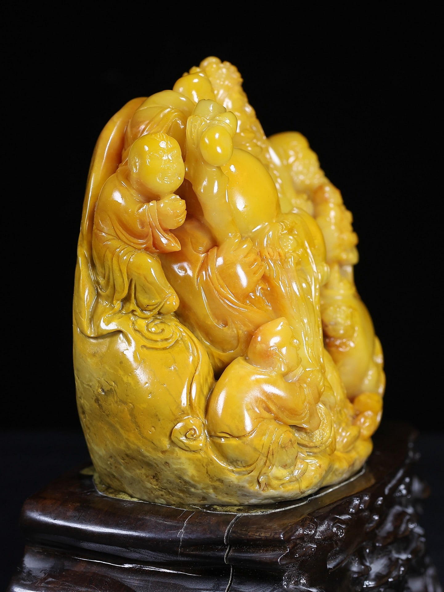 Chinese Tianhuang Stone Hand Carved Taoism Deity Fukurokuju Statue - 9