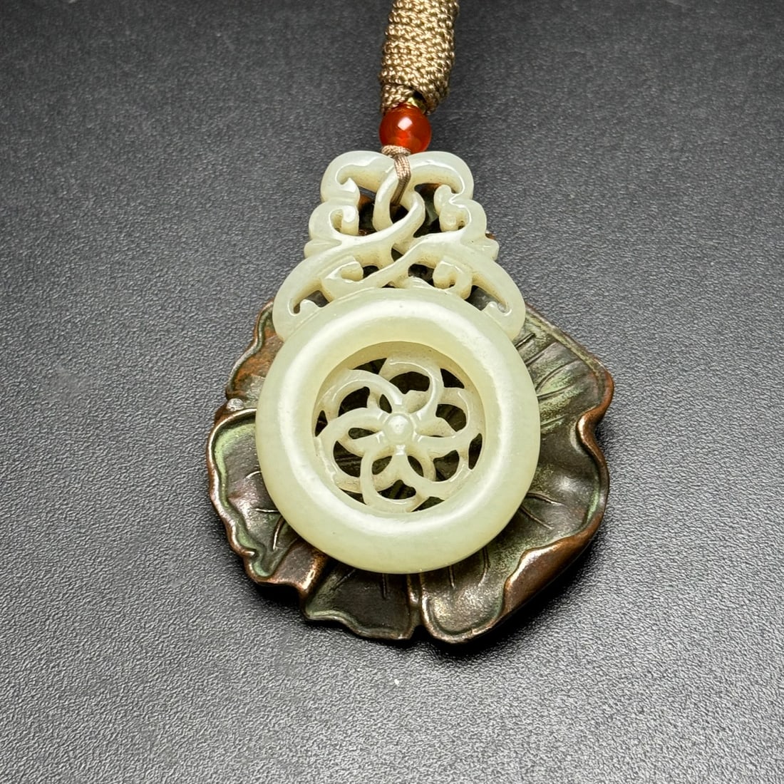 Chinese Hetian Jade Hand Carved Flower Pendant (1 of 9)