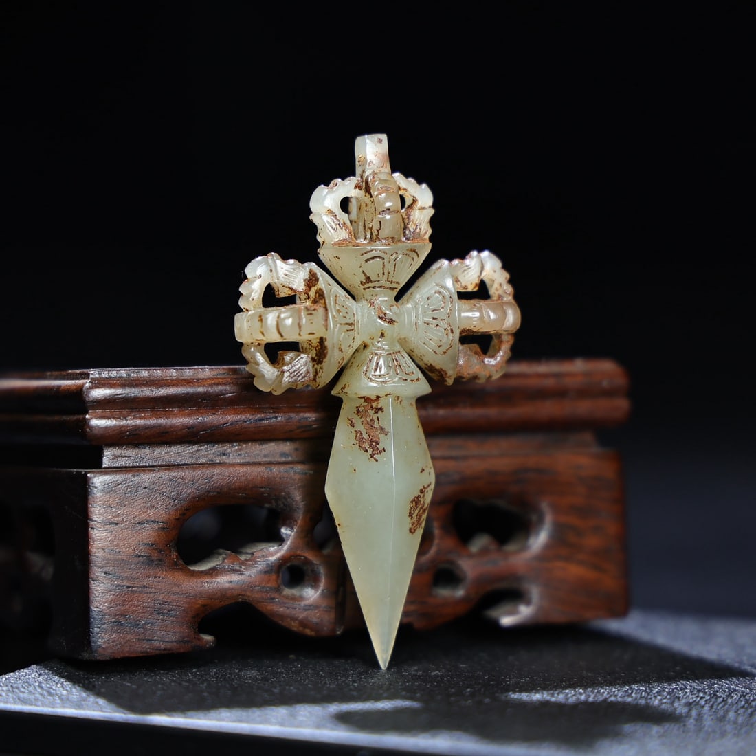 Vintage Chinese Hetian Jade Dharma-vessel Pendant - 4