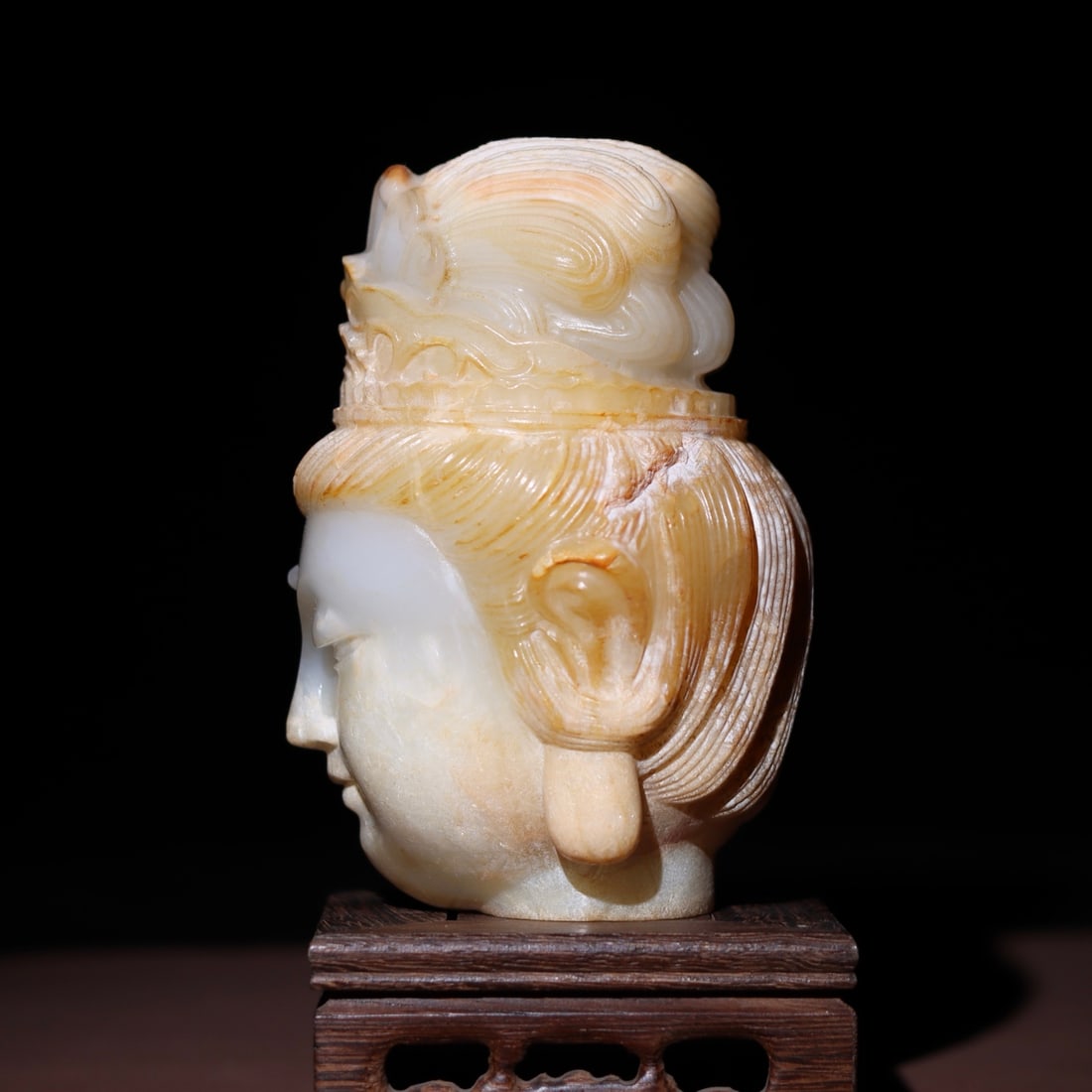 Superb Vintage Chinese Hetian Jade Hand Carved Kwan-yin Statue - 4