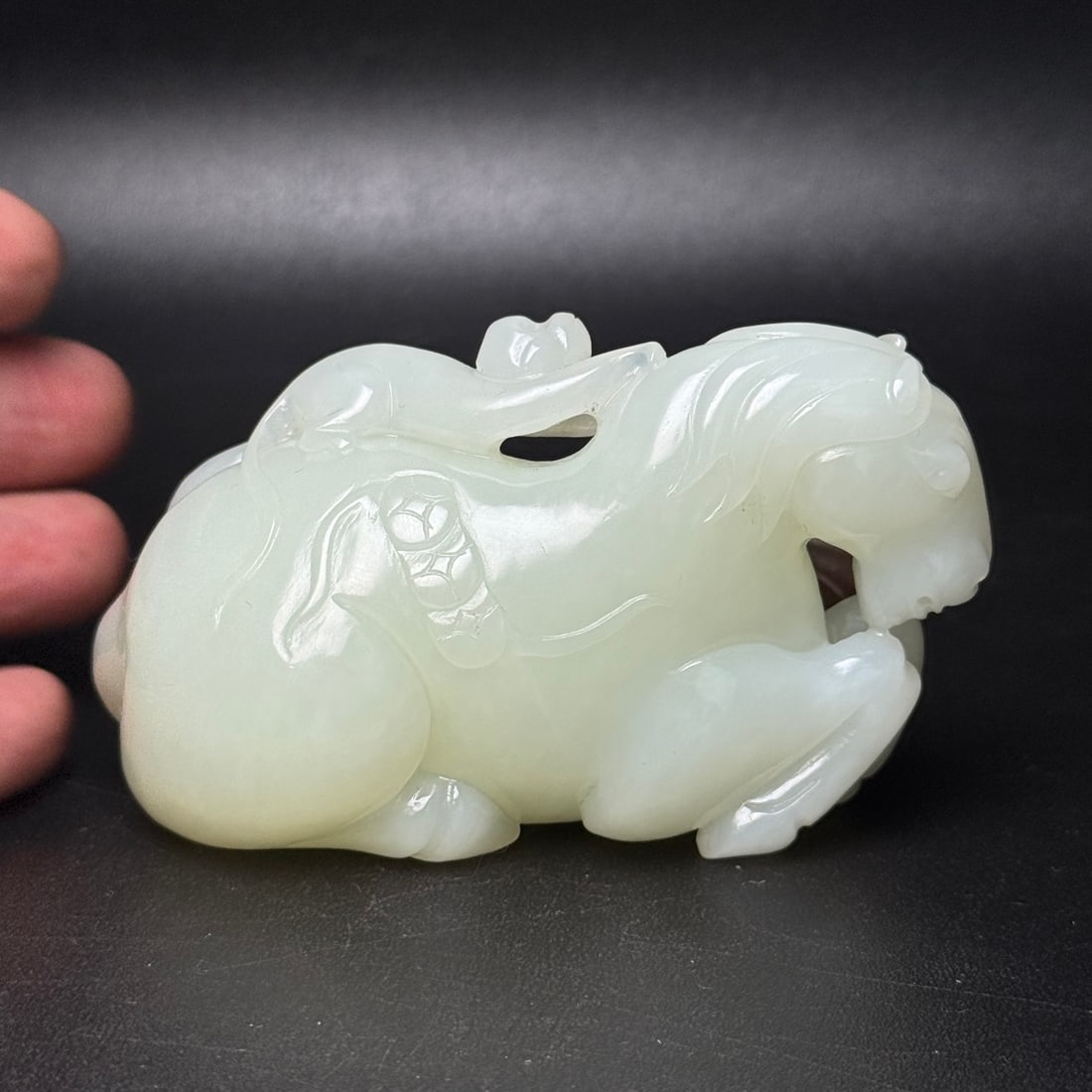 Superb Chinese Hetian Jade Horse & Monkey Statue - 2