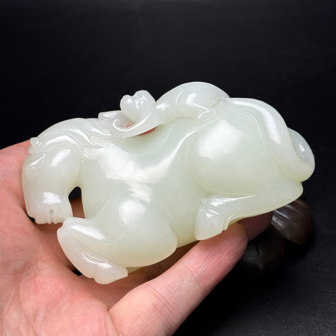Superb Chinese Hetian Jade Horse & Monkey Statue - 8