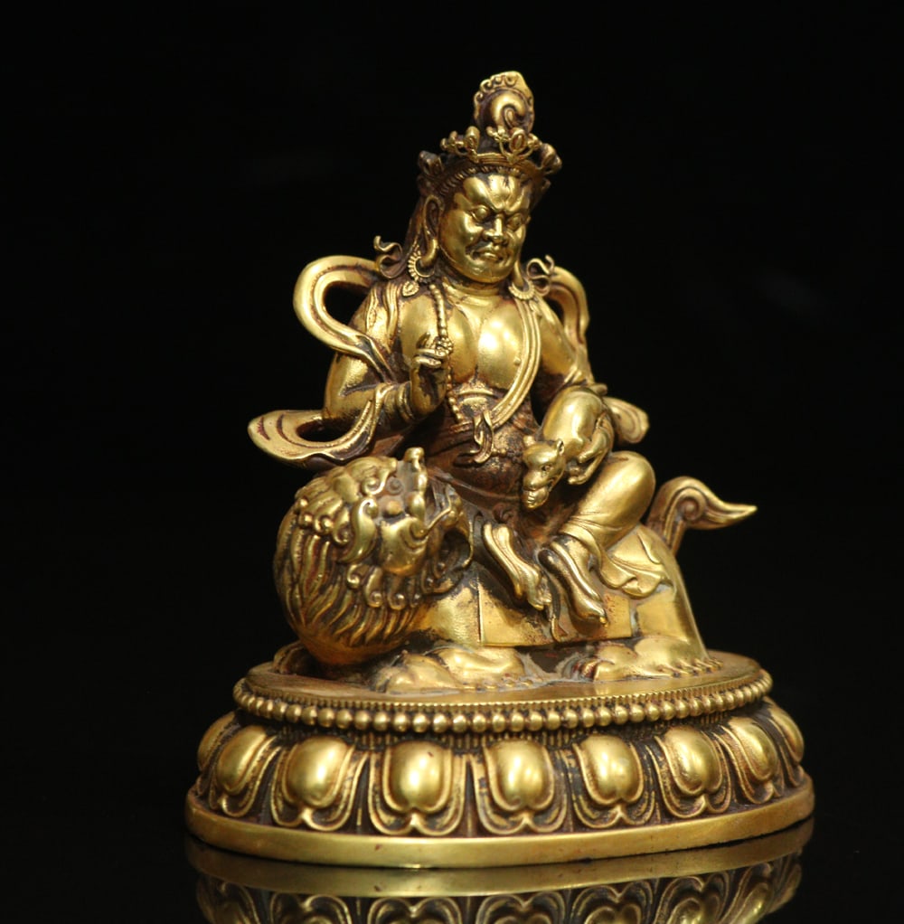 Old Tibetan Gilt Gold Copper Buddha Statue - 4