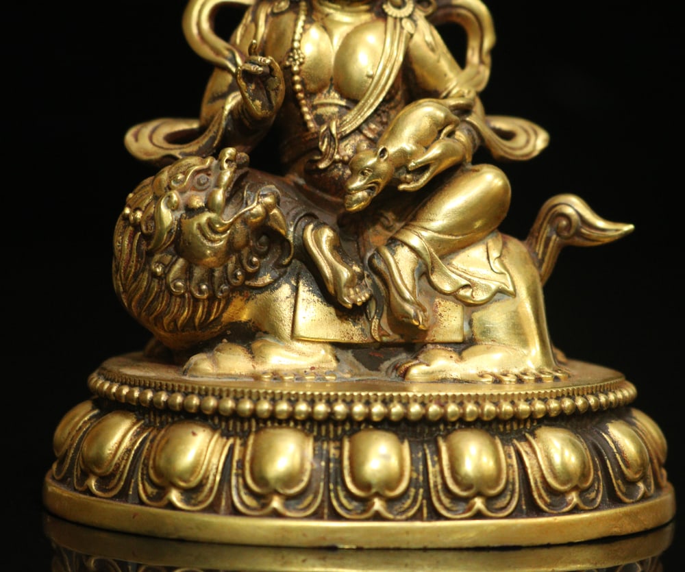 Old Tibetan Gilt Gold Copper Buddha Statue - 6