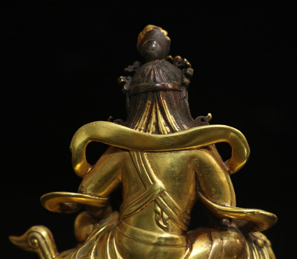 Old Tibetan Gilt Gold Copper Buddha Statue - 7