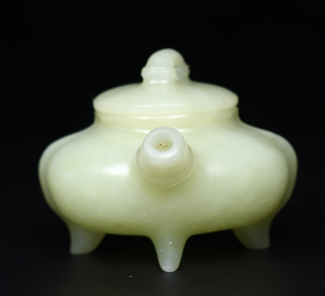 Superb Chinese Hetian Jade Carved Teapot - 7