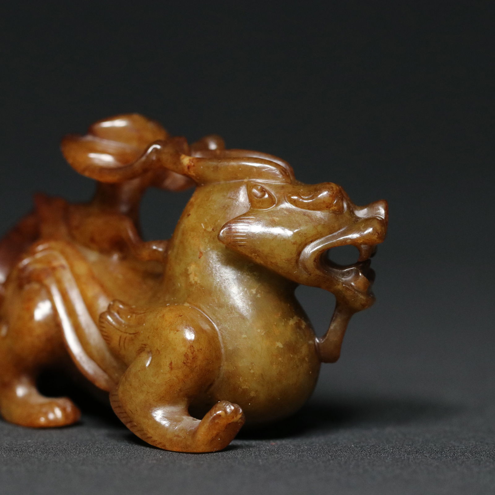 Vintage Chinese Hetian Jade Carved Beast Statue - 7