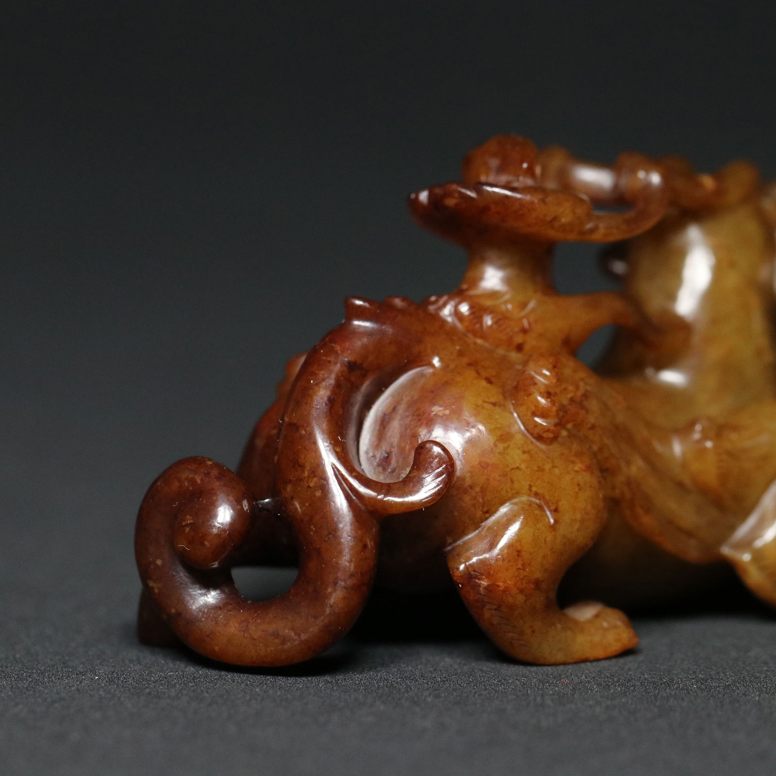 Vintage Chinese Hetian Jade Carved Beast Statue - 9