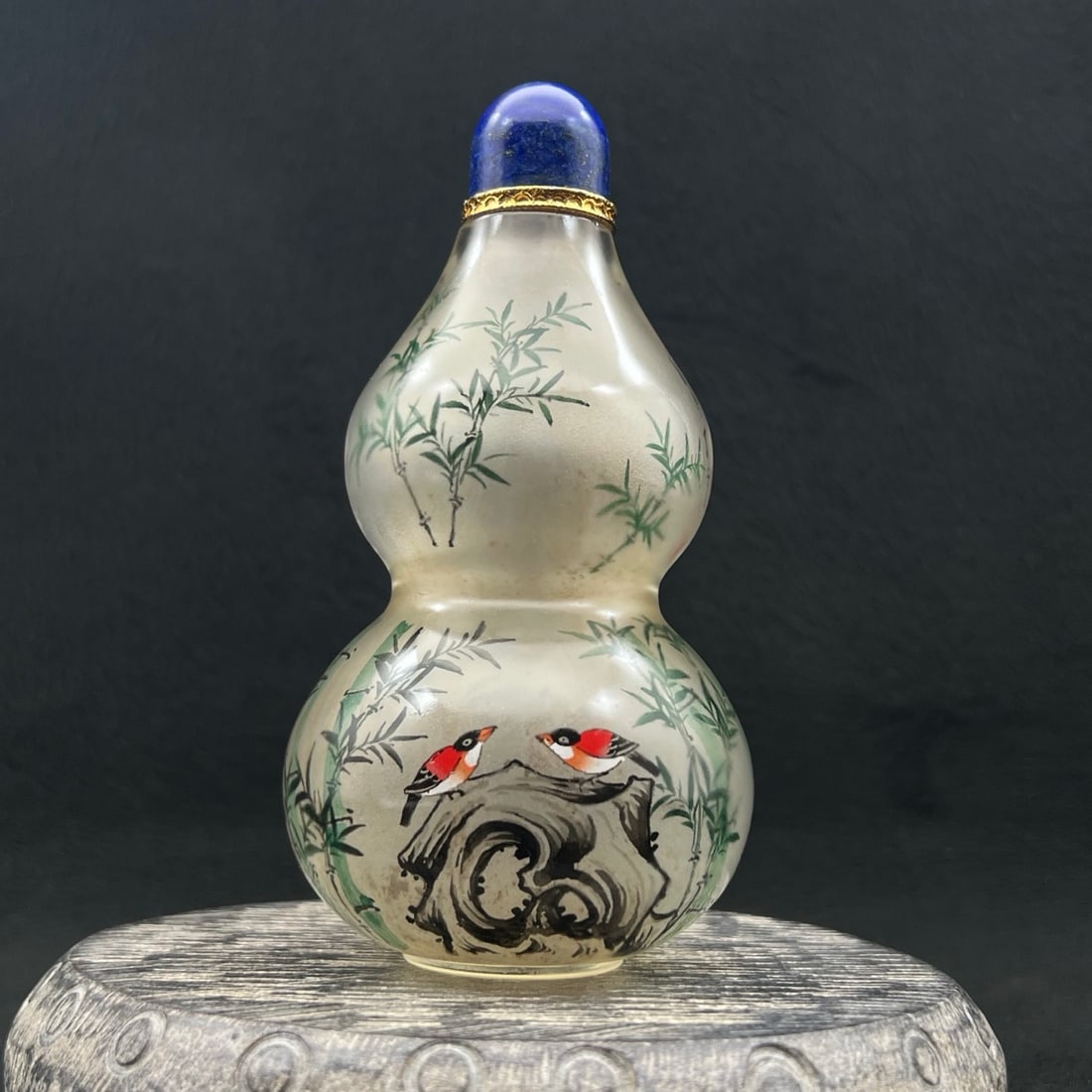 Old Chinese Peking Glass Inside Painting Bird Design Snuff Bottle (1 of 9)