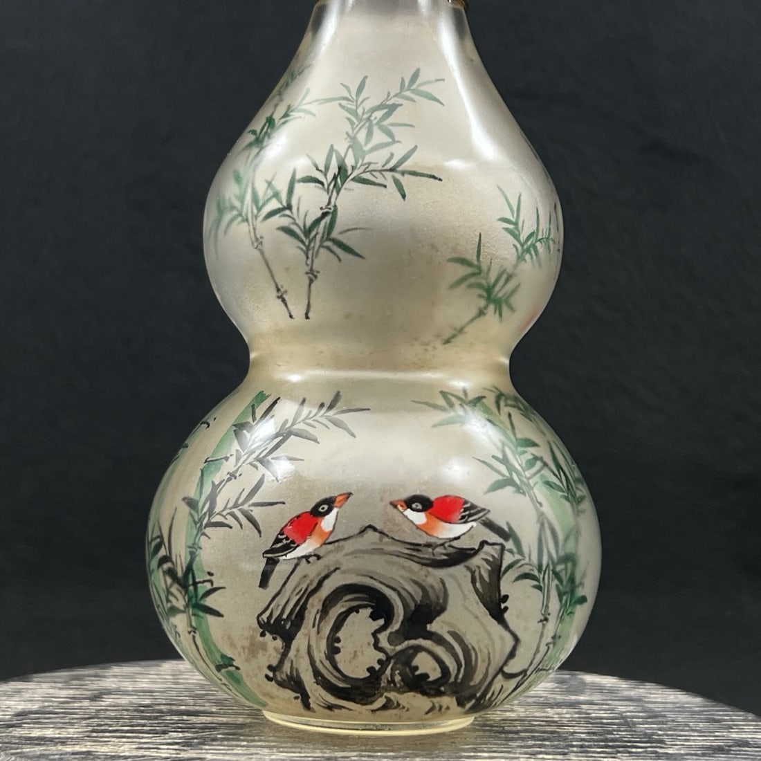 Old Chinese Peking Glass Inside Painting Bird Design Snuff Bottle - 3