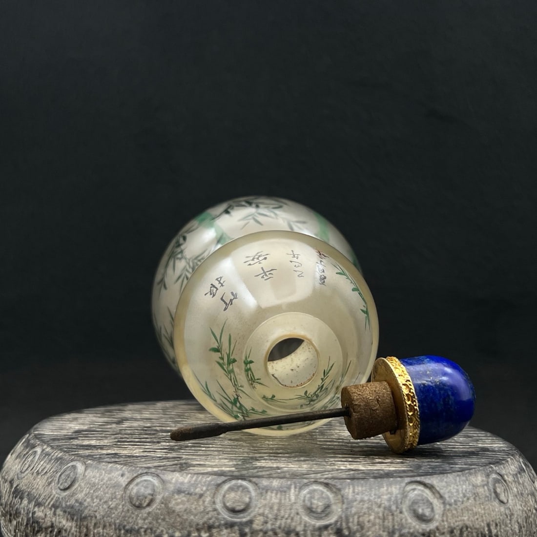 Old Chinese Peking Glass Inside Painting Bird Design Snuff Bottle - 8