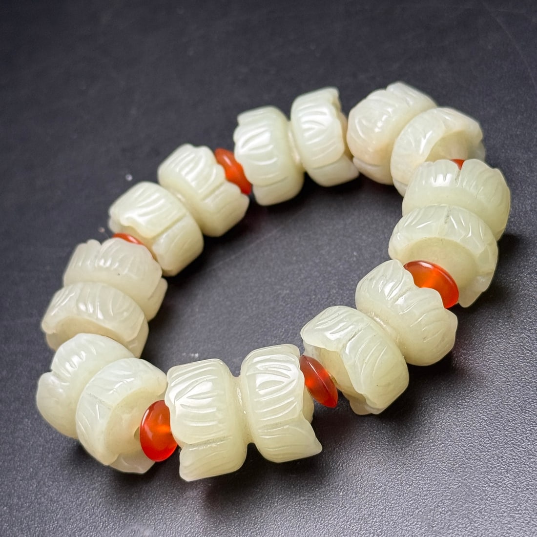 Hand Woven Chinese Hetian Jade Beads Bracelet - 3