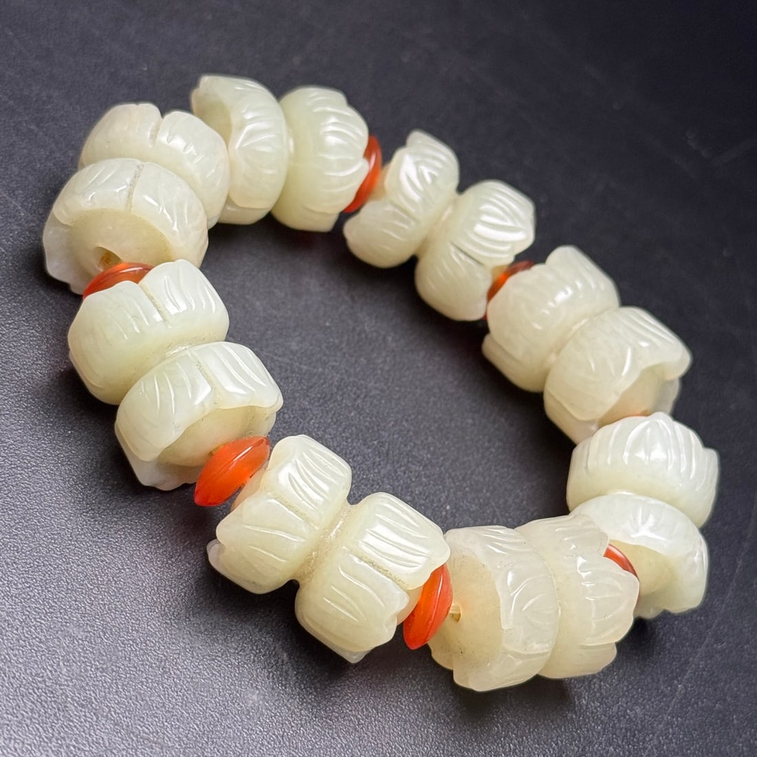Hand Woven Chinese Hetian Jade Beads Bracelet - 4
