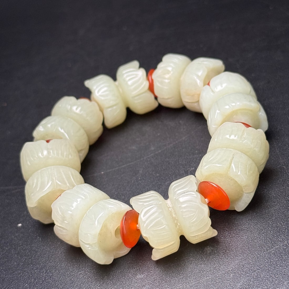 Hand Woven Chinese Hetian Jade Beads Bracelet - 6