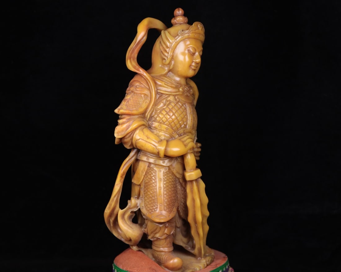 Superb Vintage Chinese Tianhuang Stone Carved Figure Statue - 10