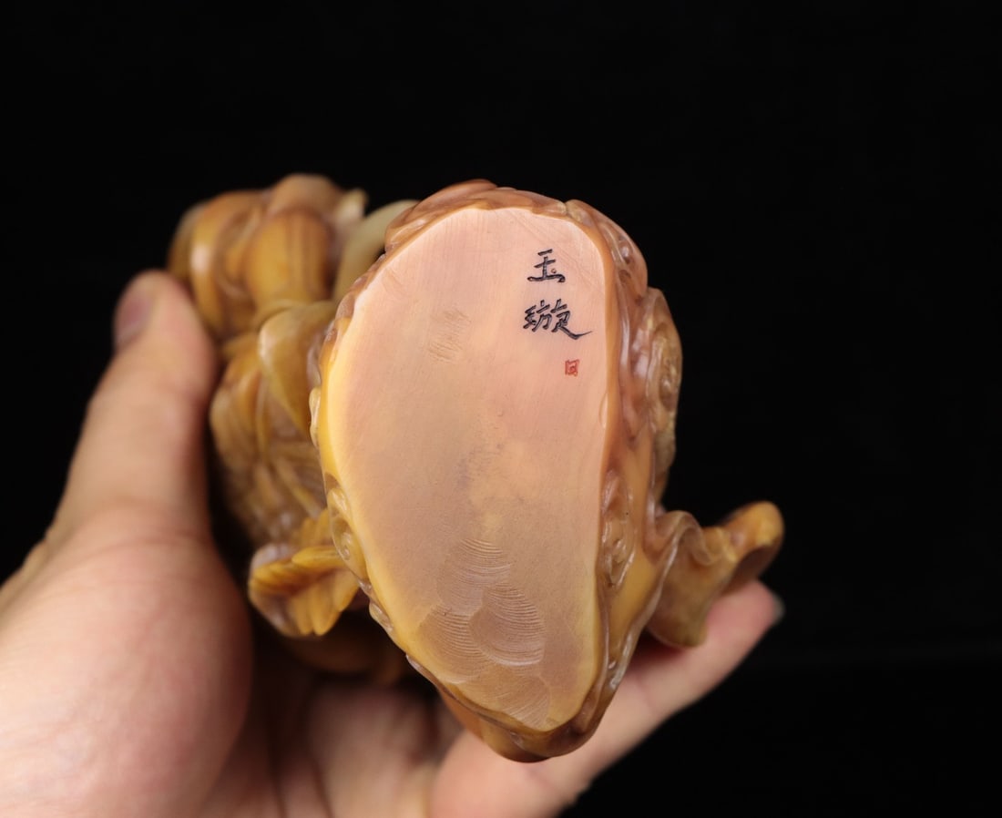 Superb Vintage Chinese Tianhuang Stone Carved Figure Statue - 12