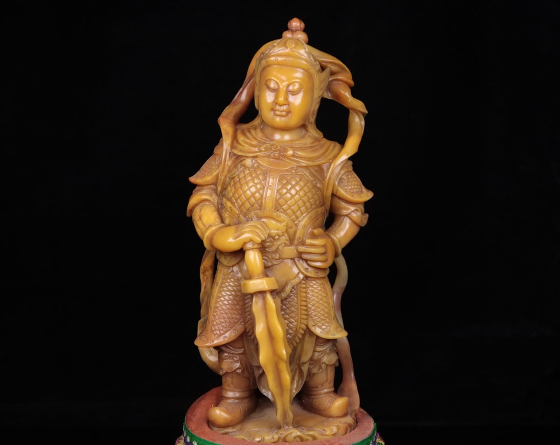 Superb Vintage Chinese Tianhuang Stone Carved Figure Statue - 2