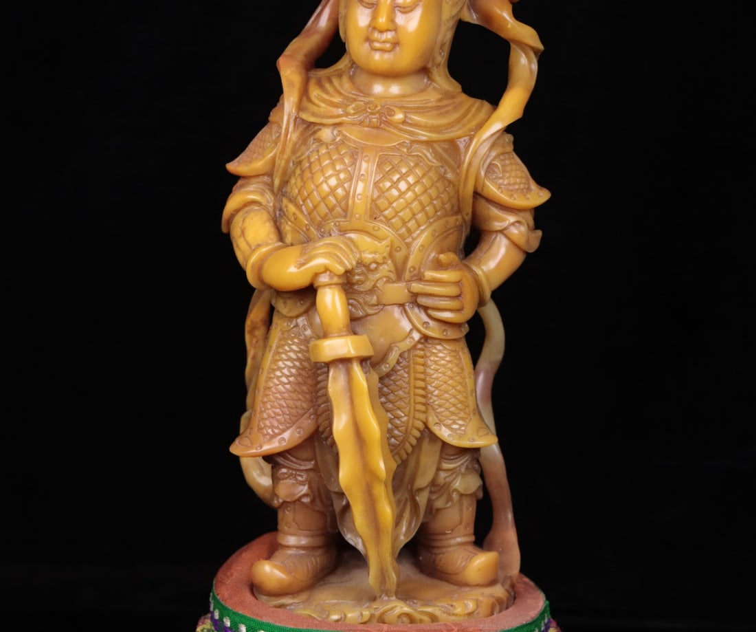 Superb Vintage Chinese Tianhuang Stone Carved Figure Statue - 3