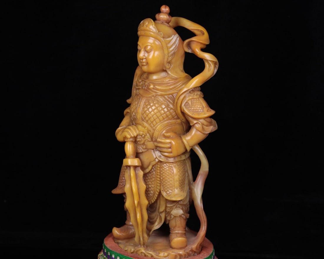 Superb Vintage Chinese Tianhuang Stone Carved Figure Statue - 5