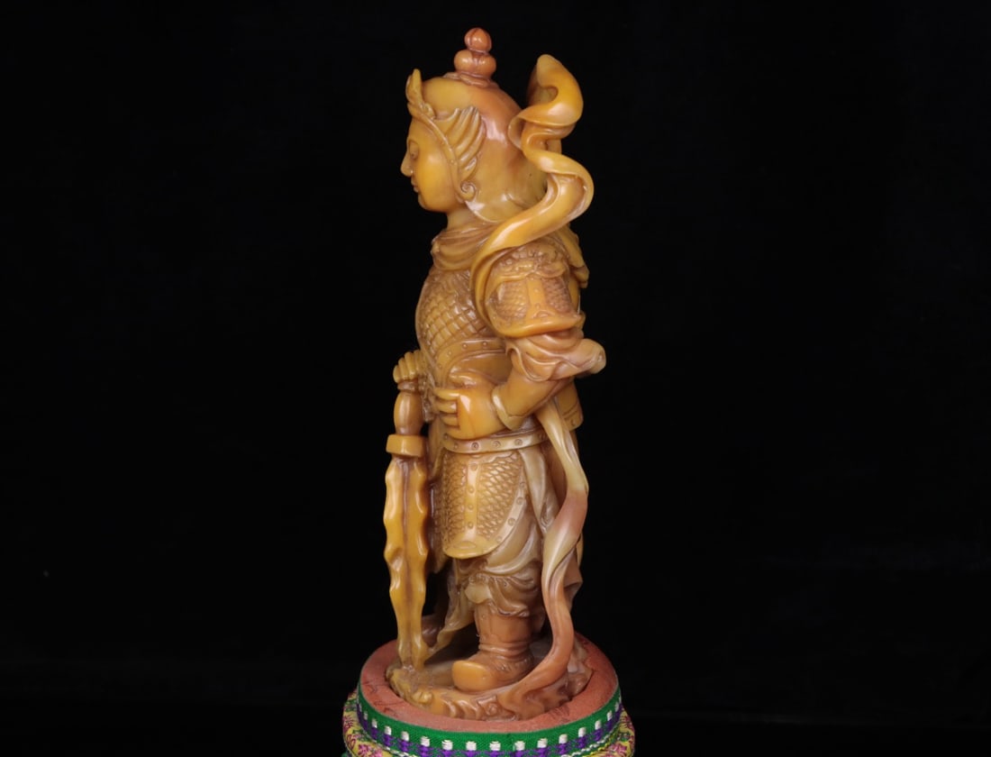 Superb Vintage Chinese Tianhuang Stone Carved Figure Statue - 6