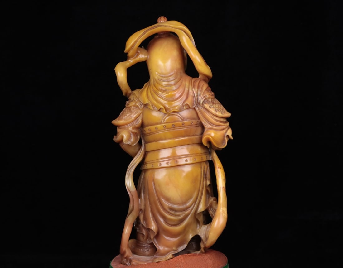 Superb Vintage Chinese Tianhuang Stone Carved Figure Statue - 8