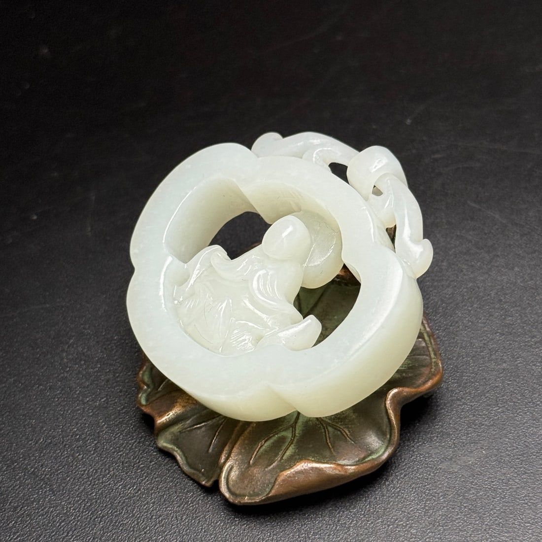Openwork Chinese Hetian Jade Carved Buddha Pendant - 3