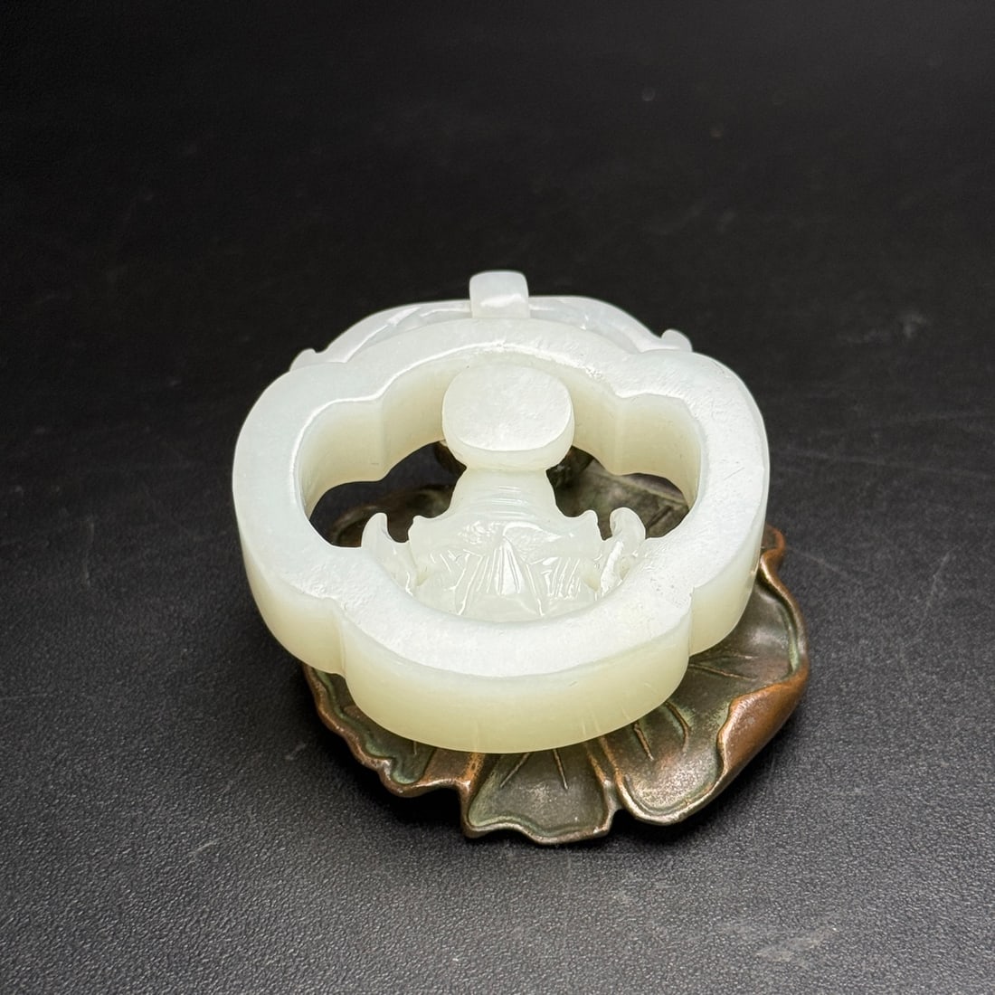 Openwork Chinese Hetian Jade Carved Buddha Pendant - 6