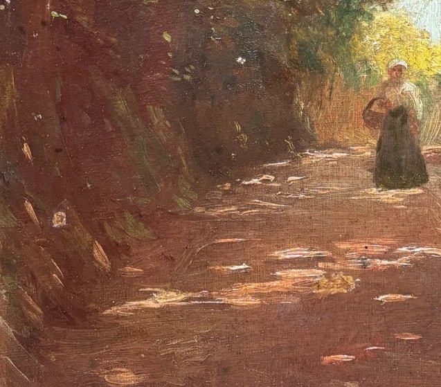 Landscape Impressionist Woman signed Antique Original Painting - 3