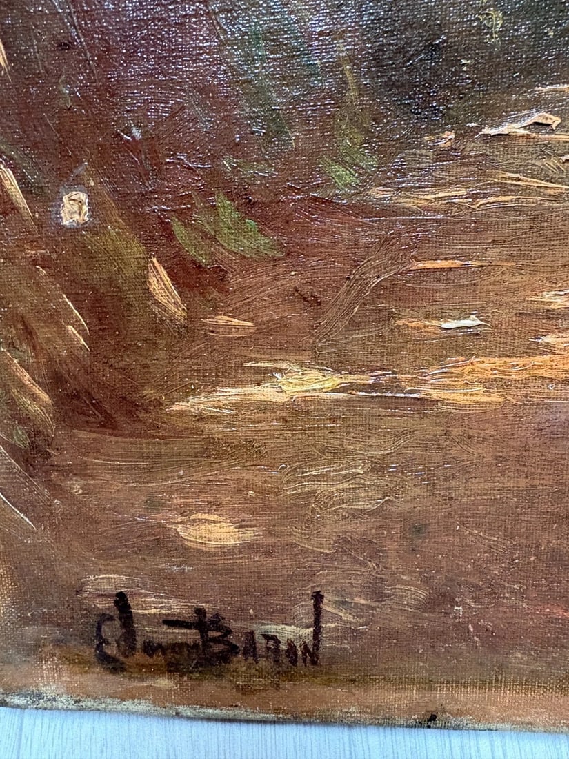 Landscape Impressionist Woman signed Antique Original Painting - 7