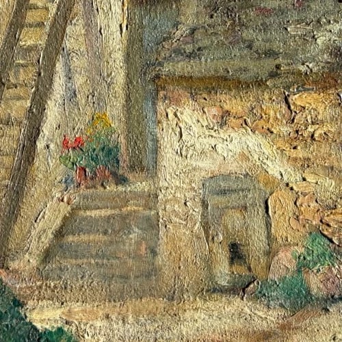 Landscape, Nature, House, Architecture - Antique Oil Painting Signed - 3