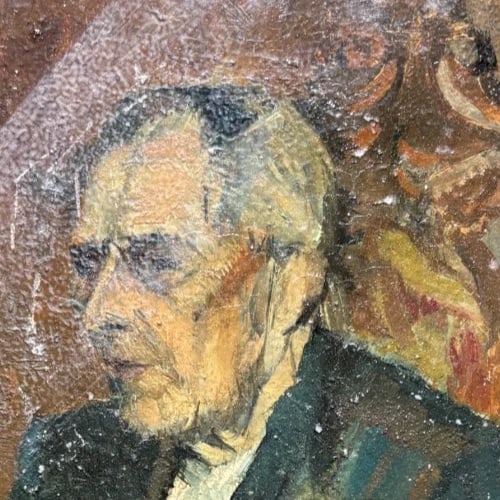 Man, Portrait, People, Expressionist - Antique Oil Painting Signed - 3