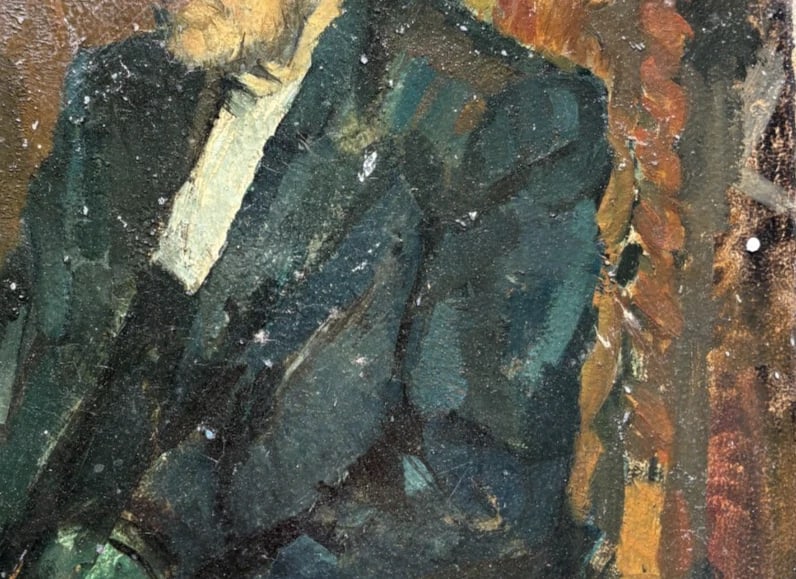 Man, Portrait, People, Expressionist - Antique Oil Painting Signed - 4