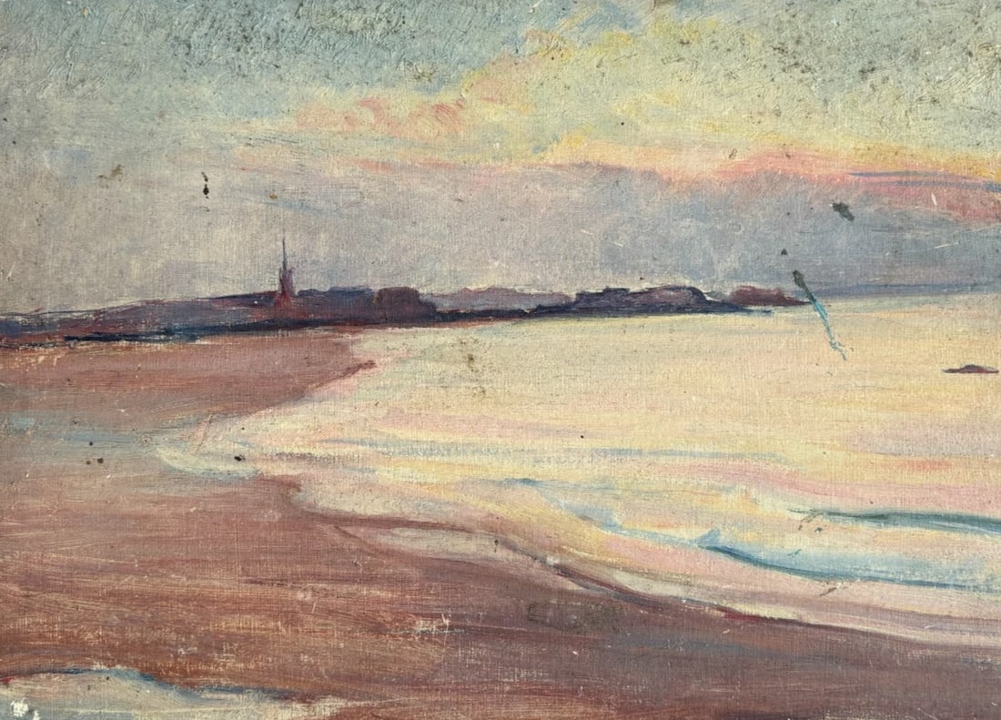 Landscape, Nature, Seaview, City - Antique Oil Painting Signed: Title: Landscape, Nature, Seaview, City - Antique Oil Painting Signed Description: Landscape, Nature, Seaview, City - Antique Oil Painting Signed Oil on cardboard 33 x 24 cm / 12.99 x 9.44 inches sign