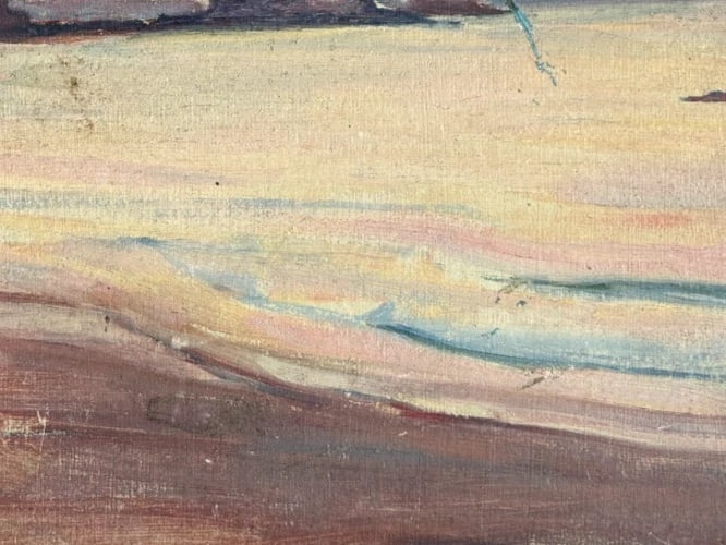 Landscape, Nature, Seaview, City - Antique Oil Painting Signed - 5