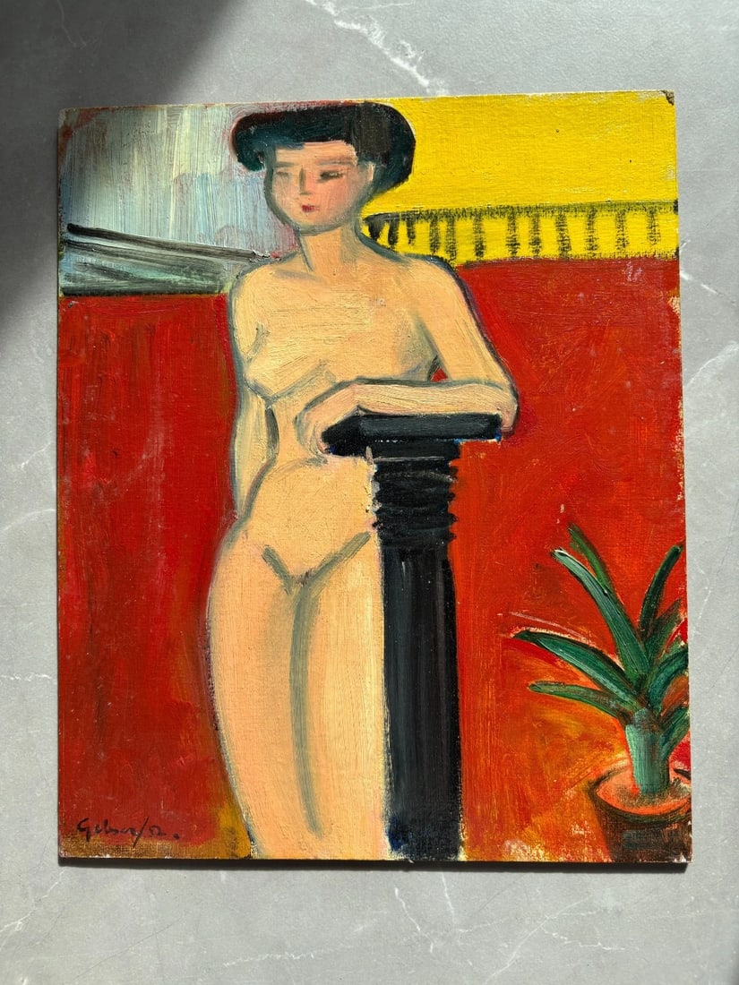 Woman, Portrait, Figure, Expressionist - Antique Oil Painting Signed - 2