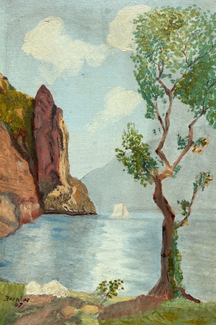 Landscape, Nature, Winter, Boats, Mountain - Antique Oil Painting Signed: Title: Landscape, Nature, Winter, Boats, Mountain - Antique Oil Painting Signed Description: Landscape, Nature, Winter, Boats, Mountain - Antique Oil Painting Signed Oil on wood 33 x 23 cm / 12.99 x 9