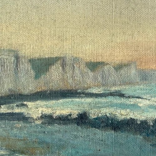 Landscape, Nature, Sea, Boats, Sunset - Antique Oil Painting - 4