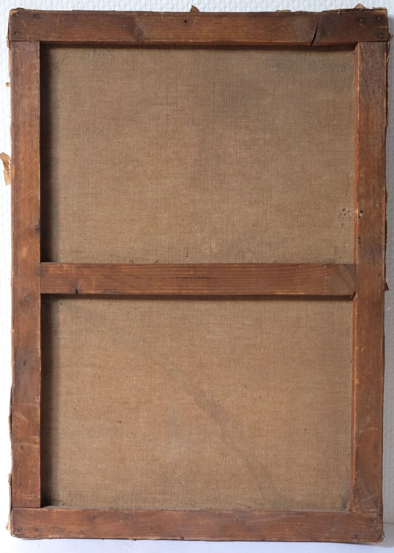 Woman Portrait Sunflower in Landscape - Painting Antique Modern Oil On Canvas - 7