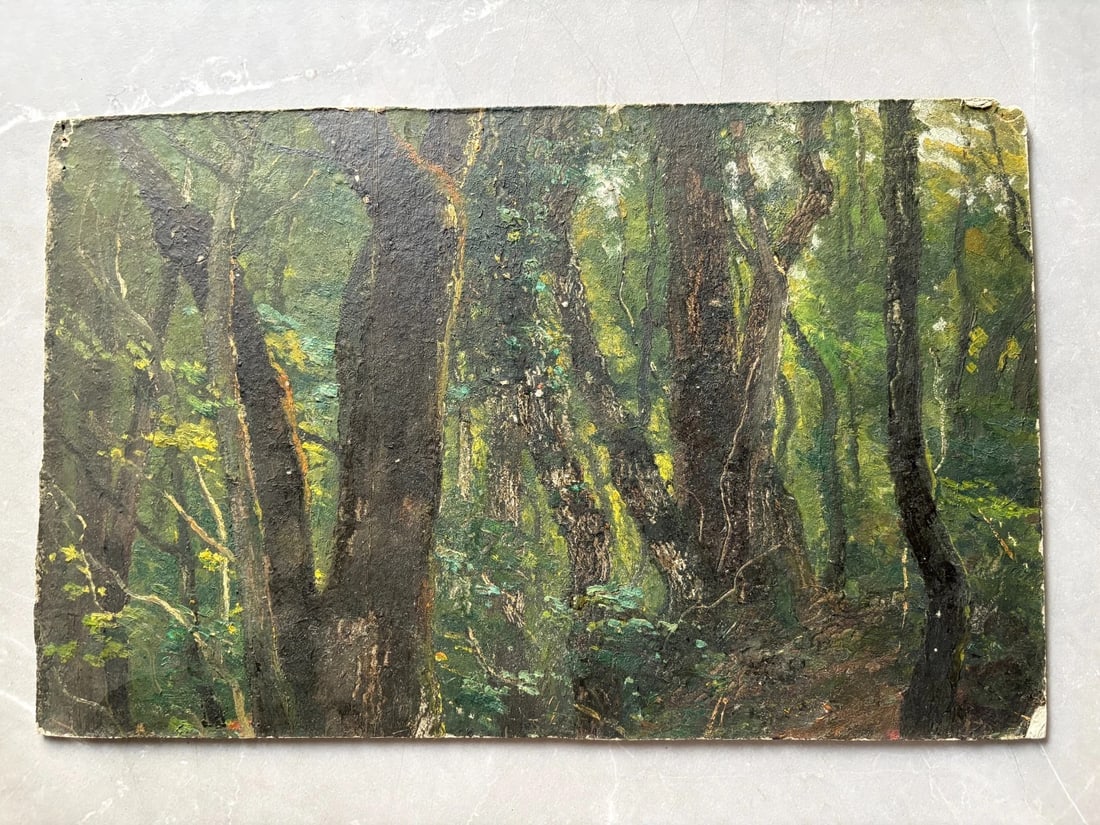 Landscape, Forest, Trees, Barbizon - Antique Oil Painting 19th century - 7
