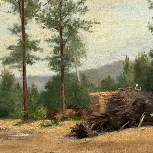 Landscape, Nature, Trees, House - Antique Oil Painting Signed - 4