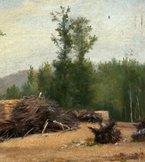 Landscape, Nature, Trees, House - Antique Oil Painting Signed - 5