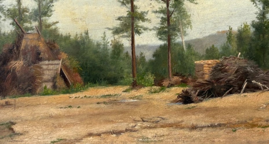 Landscape, Nature, Trees, House - Antique Oil Painting Signed - 6