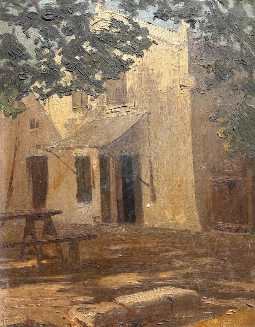 Landscape, Trees, House, Summer - Painting Antique Original signed: Title: Landscape, Trees, House, Summer - Painting Antique Original signed Description: Landscape, Trees, House, Summer - Painting Antique Original signed Oil on wood 27 x 35 cm / 10.62 x 13.77 inches