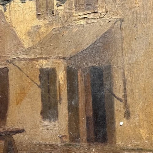 Landscape, Trees, House, Summer - Painting Antique Original signed - 3