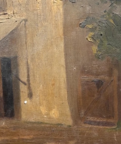 Landscape, Trees, House, Summer - Painting Antique Original signed - 4