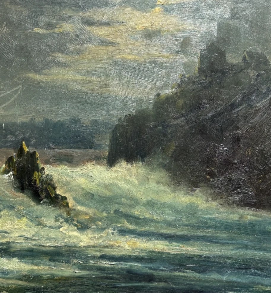 Seaview, Rocks, Landscape, Sky - Antique Oil Painting Signed: Title: Seaview, Rocks, Landscape, Sky - Antique Oil Painting Signed Description: Seaview, Rocks, Landscape, Sky - Antique Oil Painting Signed Oil on cardboard 33 x 29 cm / 12.99 x 11.41 inches damaged